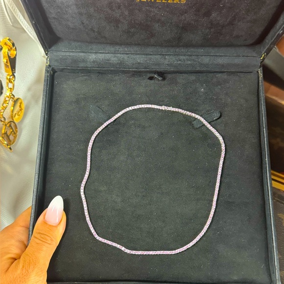 SOLD!! Authentic Natural pink sapphires tennis necklace - Picture 2 of 6